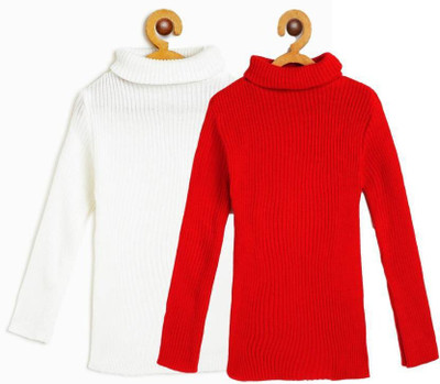 Siddhi Enterprises Solid High Neck Casual Baby Boys & Baby Girls White, Red Sweater