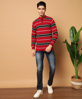 MORKEL Striped Round Neck Casual Men Multicolor Sweater