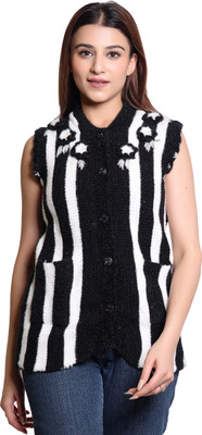 speed line hosiery Self Design V Neck Casual Women Black Sweater