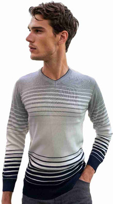 FORWARDS Striped V Neck Casual Men Multicolor Sweater