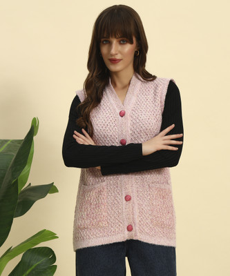 KILVESTED Woven High Neck Casual Women Pink Sweater