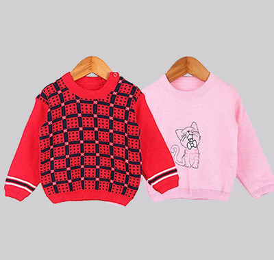 SwellSwag Checkered Round Neck Casual Baby Boys & Baby Girls Multicolor Sweater