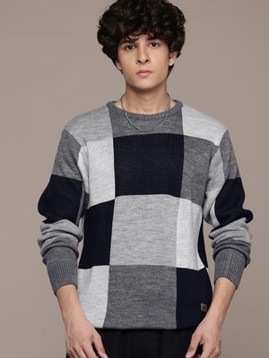 Roadster Colorblock Round Neck Casual Men Multicolor Sweater