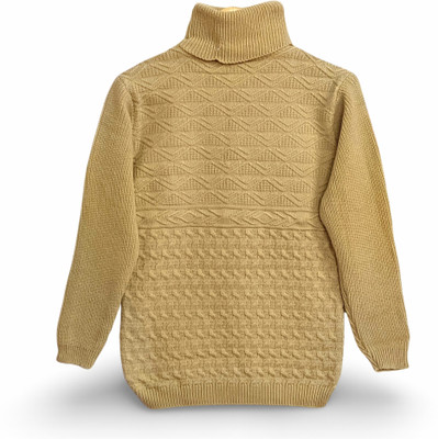 BELLO TOKO Self Design Turtle Neck Casual Women Beige Sweater