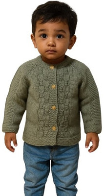 Ratnakapasam Solid Round Neck Casual Baby Boys & Baby Girls Green Sweater