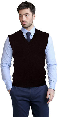 Parth Fashion Solid V Neck Casual Men Blue Sweater