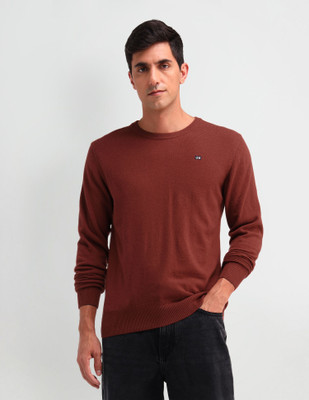 Arrow Sport Printed Crew Neck Casual Men Red Sweater