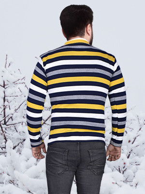 Marc Luarente Striped Round Neck Casual Men Multicolor Sweater
