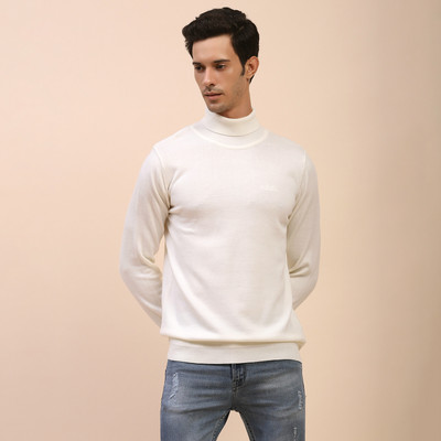 CAMLA Solid High Neck Casual Women White Sweater