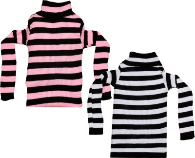 MTI FASHIONS Striped High Neck Casual Baby Boys Multicolor Sweater