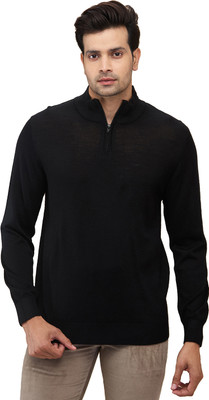 COLORPLUS Solid V Neck Casual Men Black Sweater
