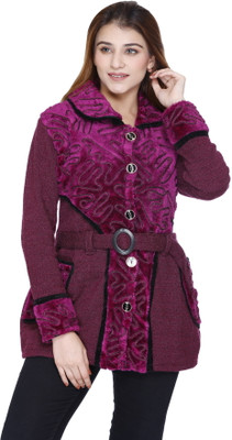 WOOL 4U Embellished Collared Neck Casual Women Brown Sweater