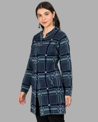 lady willington Checkered Round Neck Casual Women Blue, Green Sweater