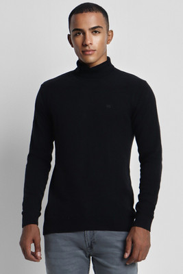 PETER ENGLAND Solid Turtle Neck Casual Men Blue Sweater