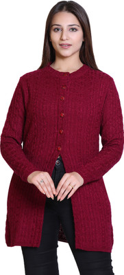 Ogarti Self Design Round Neck Casual Women Purple Sweater