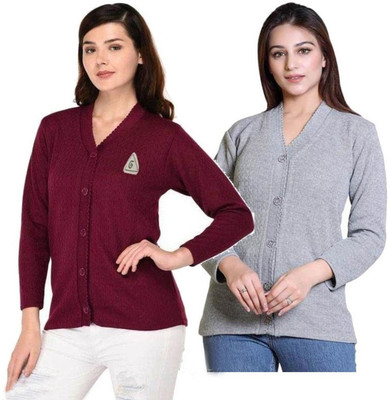 Homezilla Solid V Neck Casual Women Multicolor Sweater