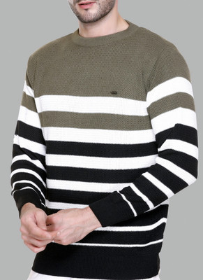 eWools Striped Round Neck Casual Men Multicolor Sweater