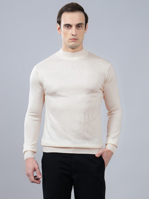 CANTABIL Solid Round Neck Casual Men White Sweater
