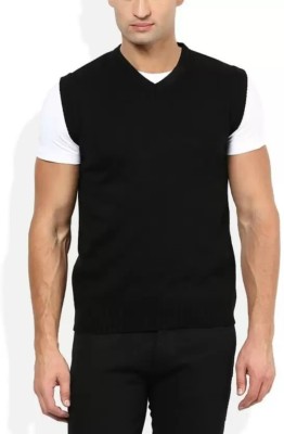 Mastu Solid V Neck Casual Men Black Sweater