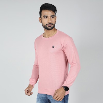 GAME BEGINS Solid Round Neck Casual Men Purple Sweater