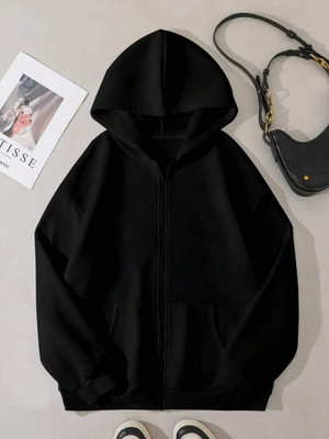 MILILIAM Solid Hooded Neck Casual Boys & Girls Black Sweater