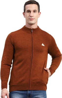 MONTE CARLO Solid High Neck Casual Men Maroon Sweater