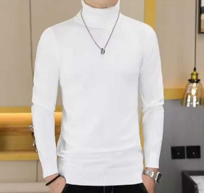 Kalinka dev production Solid High Neck Casual Men White Sweater