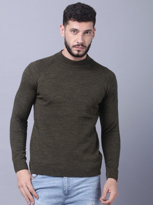 Coldplay Solid Round Neck Casual Men Dark Green Sweater