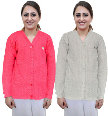 Shunit creation Solid Round Neck Casual Women White Sweater