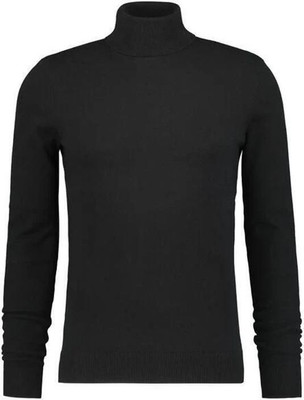 Oishee Woven Turtle Neck Casual Women Black Sweater