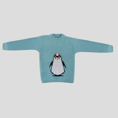 ANIXA Self Design Round Neck Casual Baby Boys & Baby Girls Blue Sweater