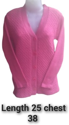 Galhotra Self Design, Solid V Neck Formal Women Pink Sweater