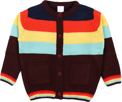 CHKOKKO Woven, Self Design Mandarin Neck Casual Baby Boys Maroon, Multicolor Sweater