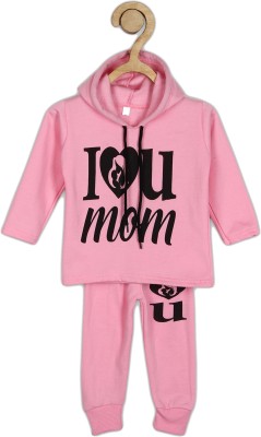 L FASION Printed Hooded Neck Casual Baby Boys & Baby Girls Pink Sweater