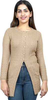 Ogarti Self Design Round Neck Casual Women Beige Sweater
