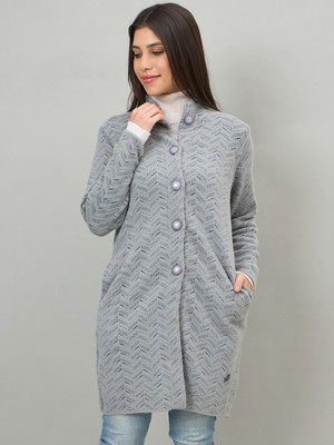DUKE Self Design Collared Neck Casual Women Grey Sweater