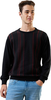 Tim Paris Solid Crew Neck Casual Men Black Sweater