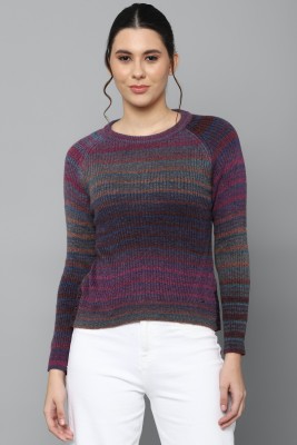 Allen Solly Striped Round Neck Casual Women Multicolor Sweater