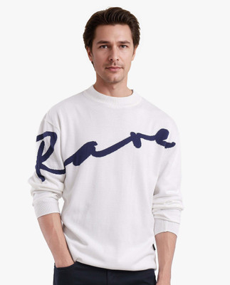 RARE RABBIT Solid Crew Neck Casual Men White Sweater