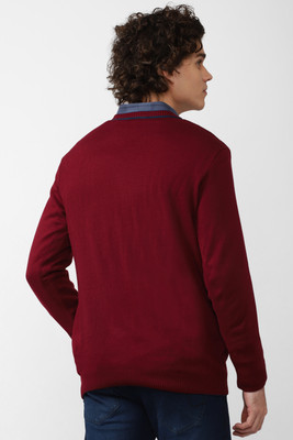 PETER ENGLAND Solid Casual Men Maroon Sweater