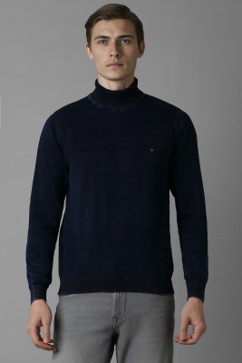 LOUIS PHILIPPE Solid Turtle Neck Casual Men Blue Sweater