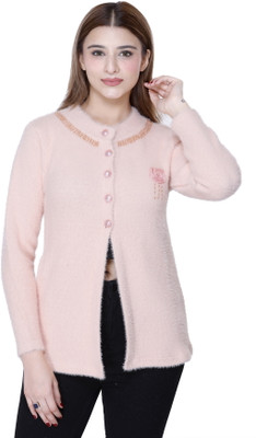 FASHIONLOOK Solid Round Neck Casual Women Pink Sweater