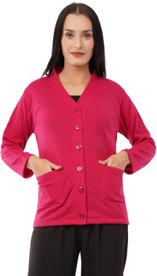 urban rock Solid V Neck Casual Women Pink Sweater
