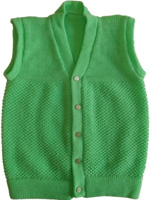 shahane&sons Self Design V Neck Casual Baby Boys & Baby Girls Green Sweater