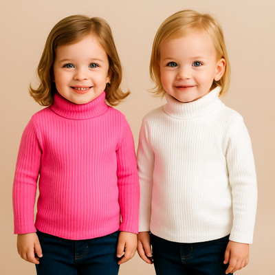 MOM & SON Solid High Neck Casual Baby Boys & Baby Girls Multicolor Sweater