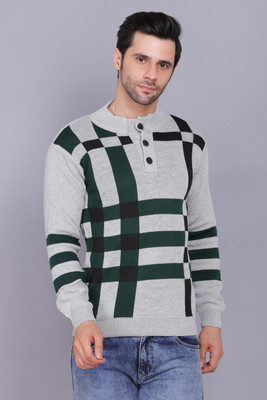 AXOLOTL Checkered Round Neck Casual Men Multicolor Sweater