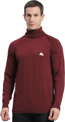 MONTE CARLO Solid High Neck Casual Men Maroon Sweater