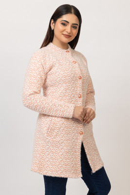 Aphrodite Polka Print Mandarin Neck Casual Women Orange Sweater