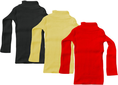 TBMANIA Self Design High Neck Casual Girls Multicolor Sweater