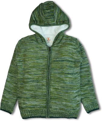 BodyCare Solid Hooded Neck Casual Boys Green Sweater